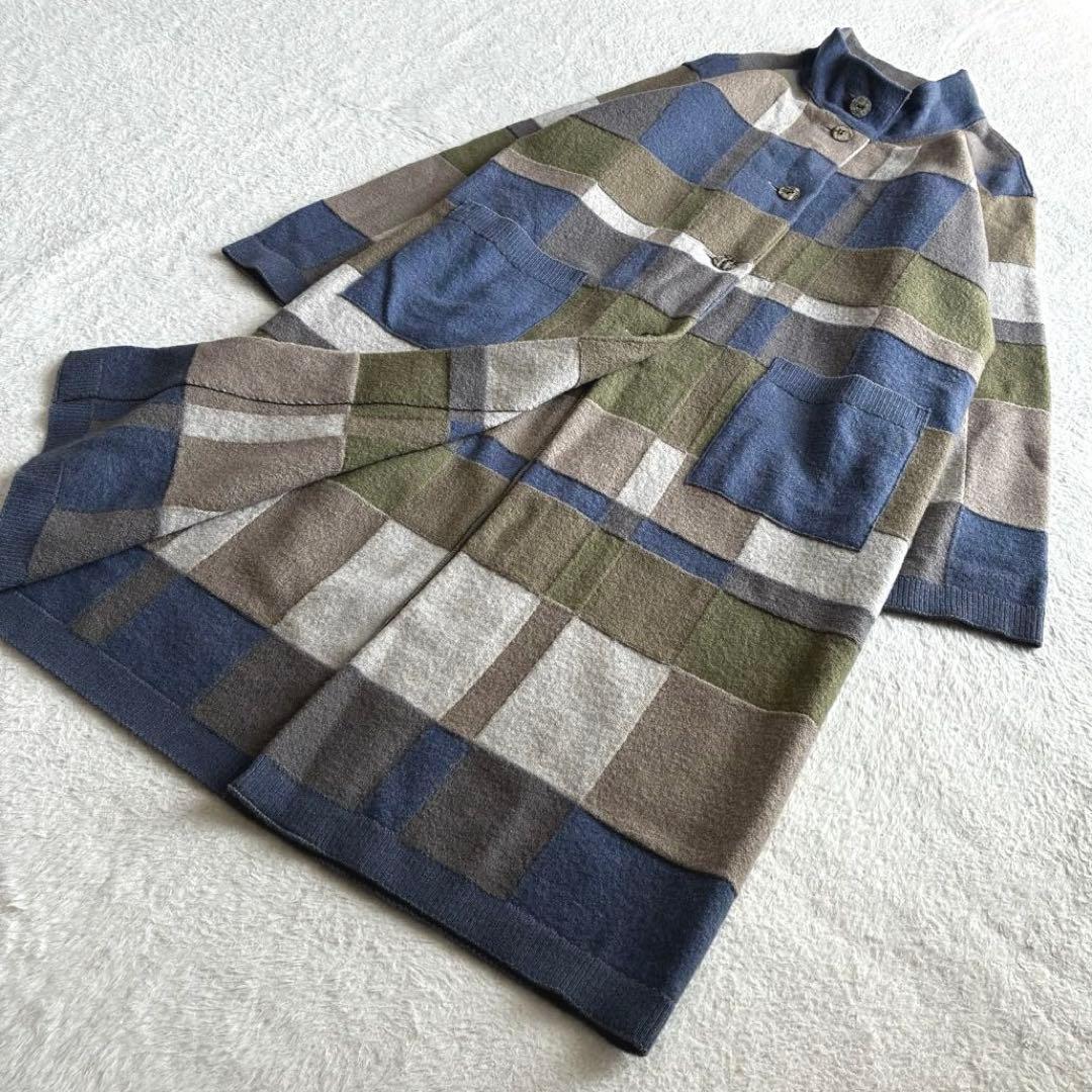 極美品 イイネス 佐藤繊維 ウールニットコート ロングコート ショップチャンネル