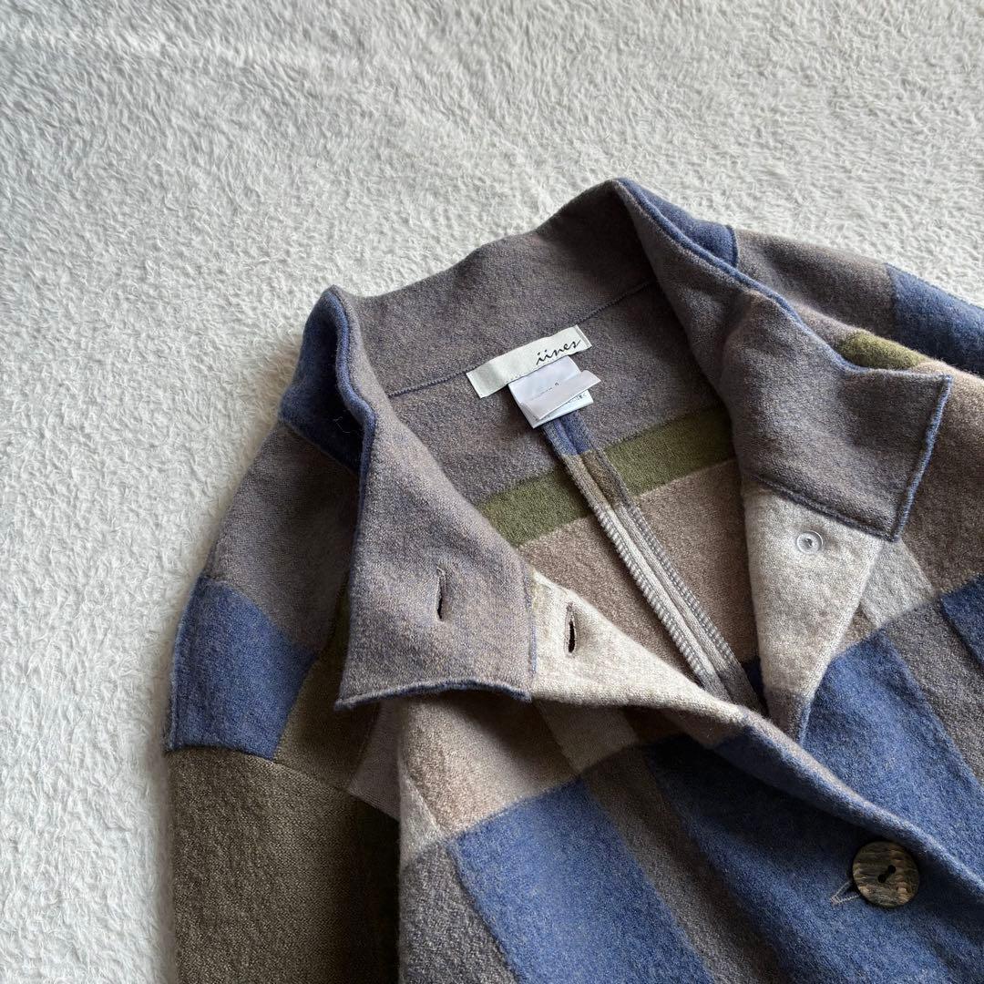 極美品 イイネス 佐藤繊維 ウールニットコート ロングコート ショップチャンネル