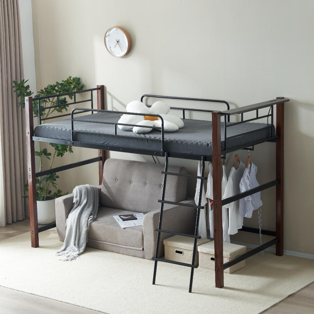 超人気！ロフトベッド【高さ130cm】収納 北欧風 大人 送料無料 BLACK