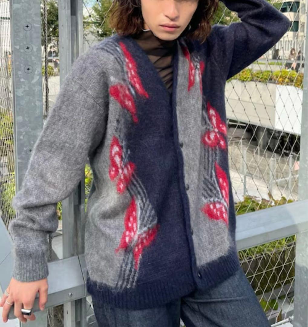 未使用メンズ　NEEDLESニードルス　モヘアカーディガン パピヨン柄 L