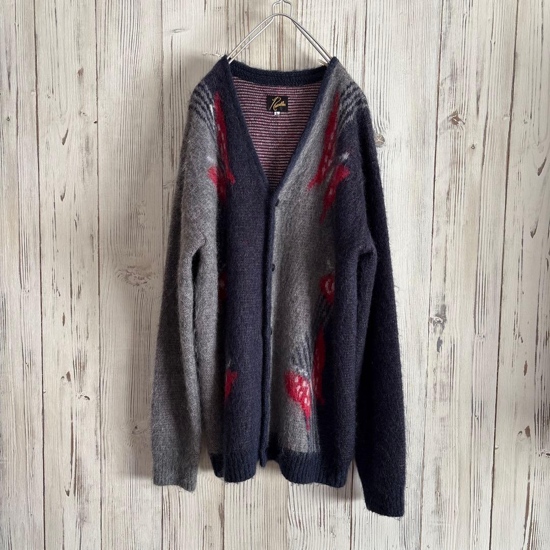 未使用メンズ　NEEDLESニードルス　モヘアカーディガン パピヨン柄 L