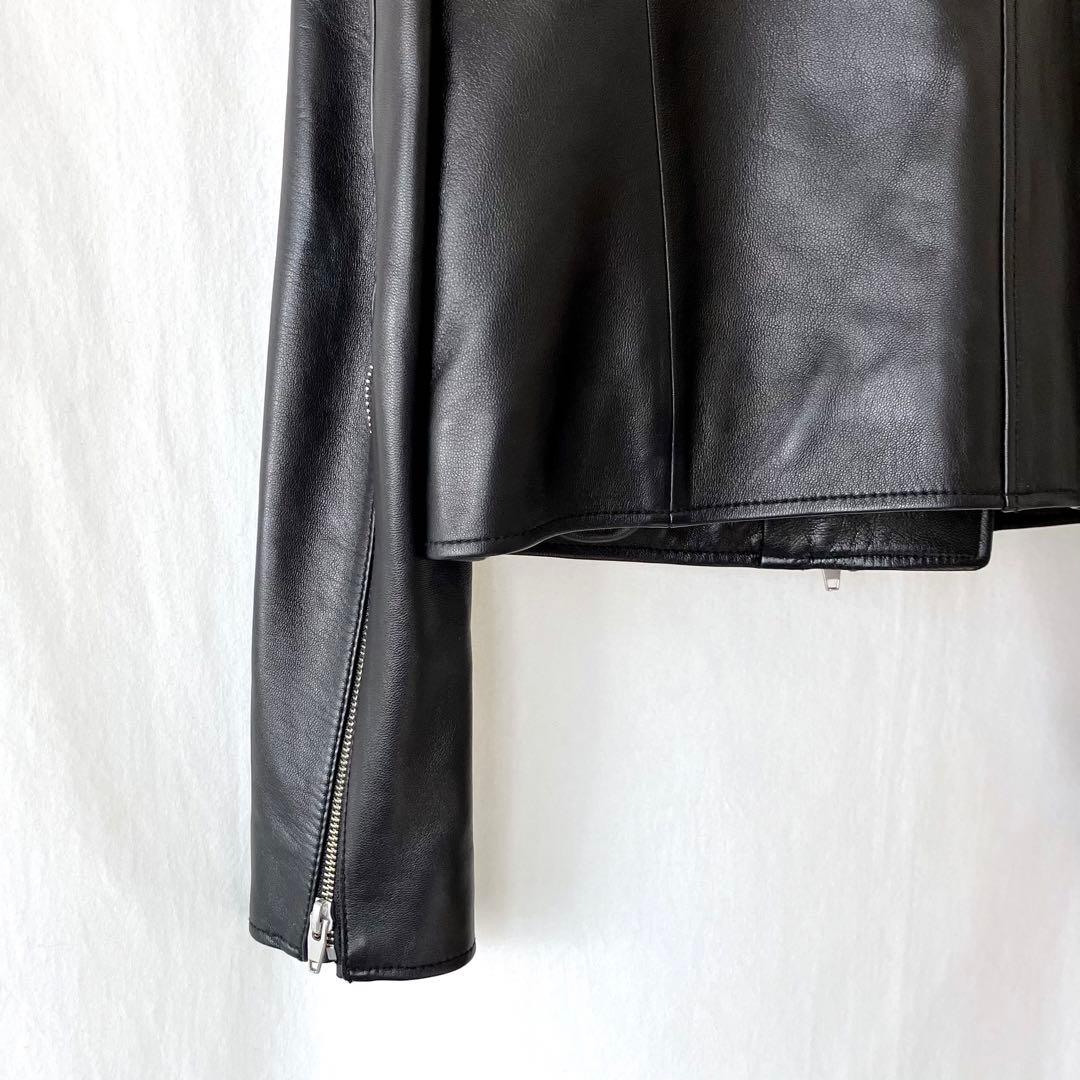 美品 ルシェルブルー ラムレザー ライダース 36 ブラック