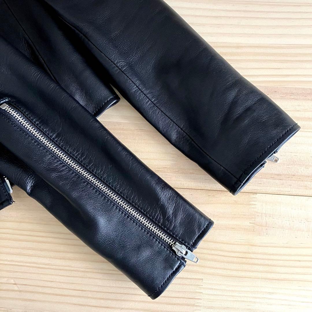 美品 ルシェルブルー ラムレザー ライダース 36 ブラック