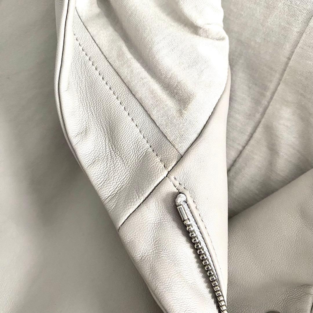 美品 セオリーリュクス 本革ラムレザー フーディーブルゾン グレージュ 38