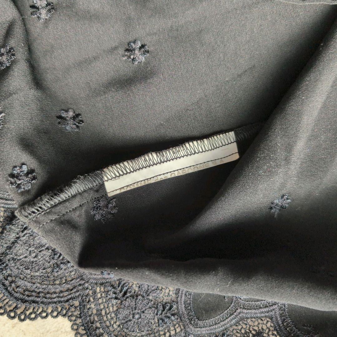 asdkcmコムデギャルソン 半袖シャツ ブラウス ブラック レース 刺繍