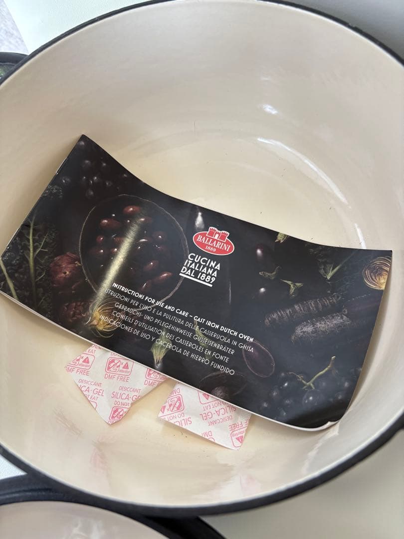 【バッラリーニ】BELLAMONTE 鋳物ほうろう鍋 ラウンド22cm 黒