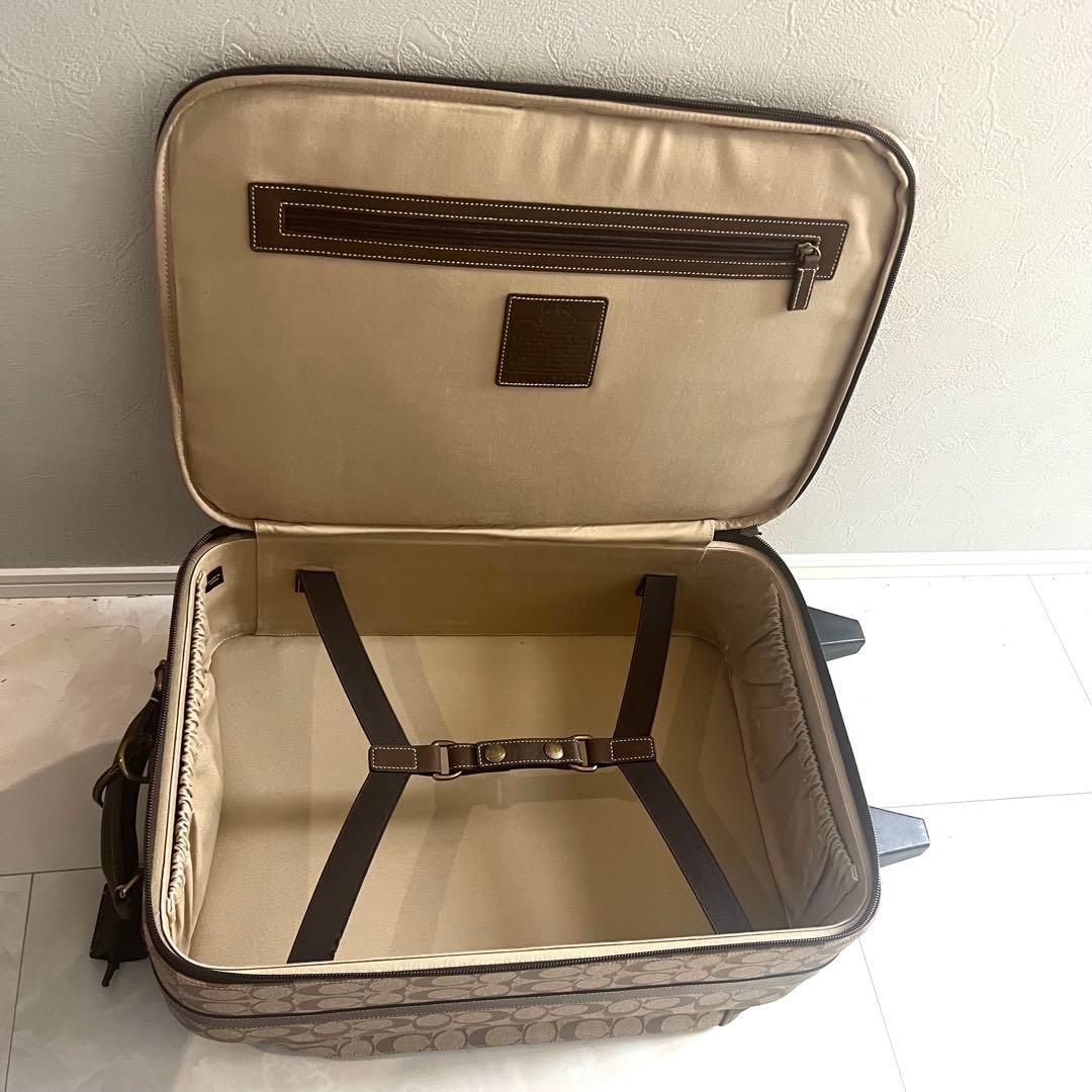 COACH コーチ　キャリーケース　スーツケース　シグネチャー　レザー　ブラウン