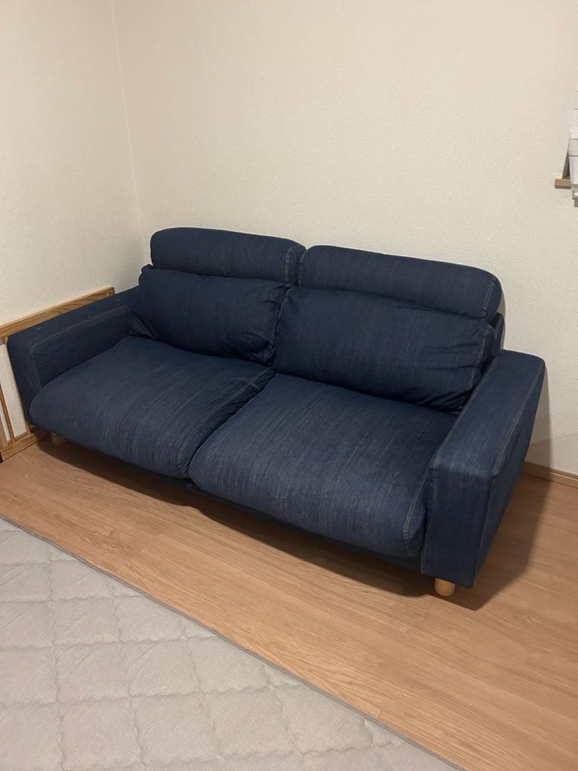 無印良品　ソファ　2.5シーター　デニム　ヘッドレストあり
