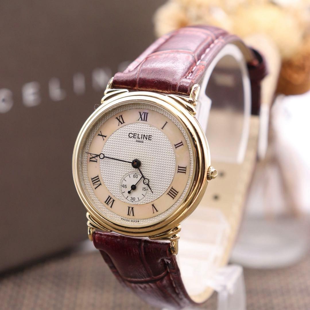 付属品付き【新品電池】CELINE H2903-3/動作品 人気モデル スモセコ