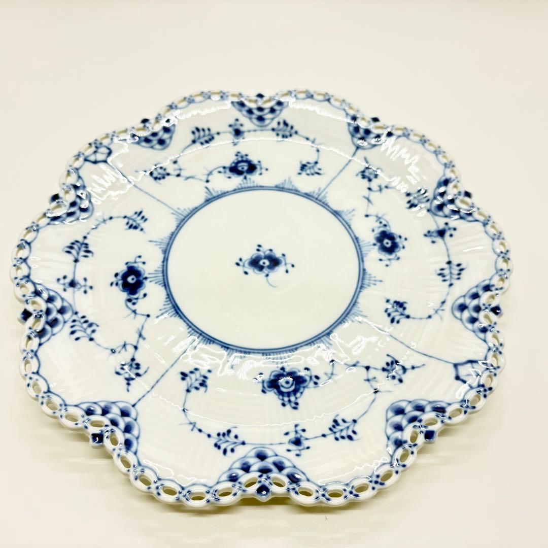 最高級 美品 ロイヤルコペンハーゲン フルレース 透かし ブルーフルーテッド