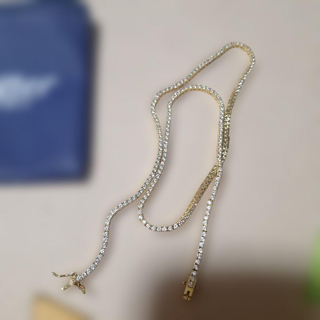 ダブルチェーンネックレス（クリスタル装飾）