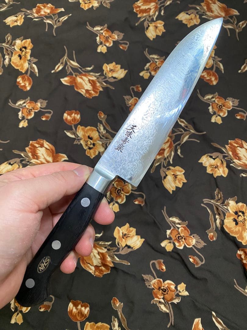 天味寿楽 三徳165mm VG10 ダマスカス 中古品