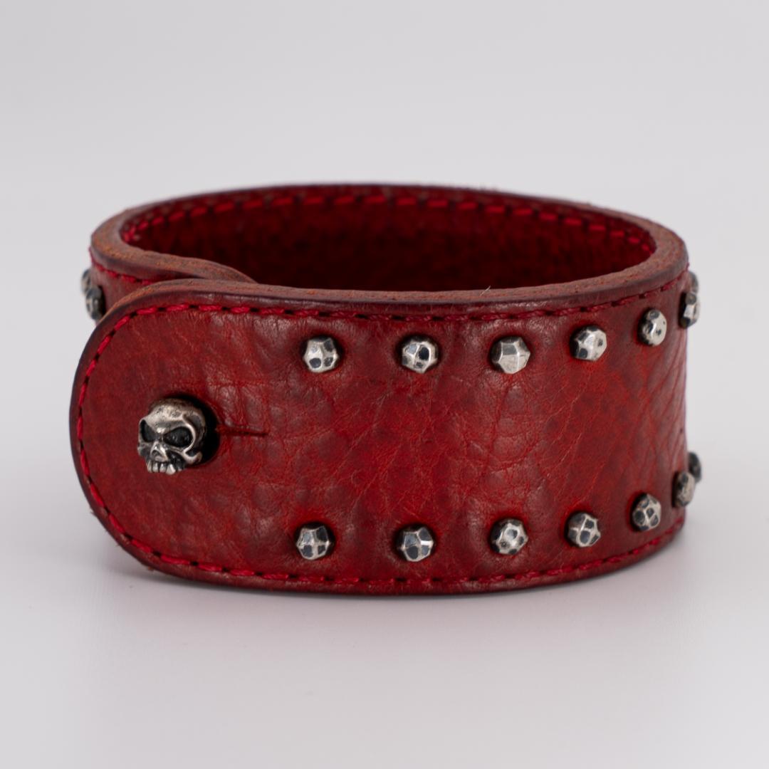 GARNI ガルニ 赤 レザー スタッズ バングル　スカル