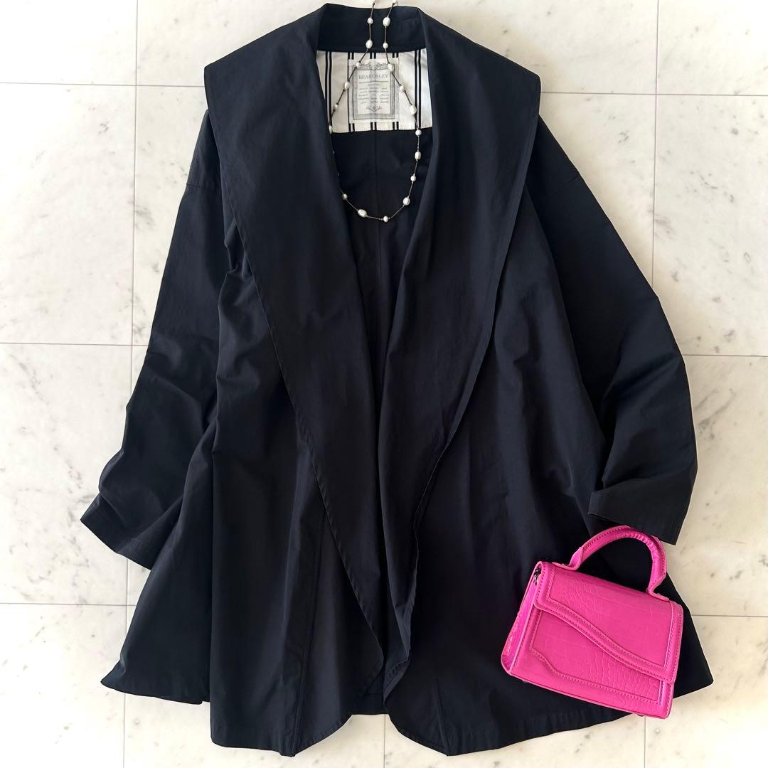 美品 ビアズリー BEARDSLEY コットン ライトコート ブラック 黒