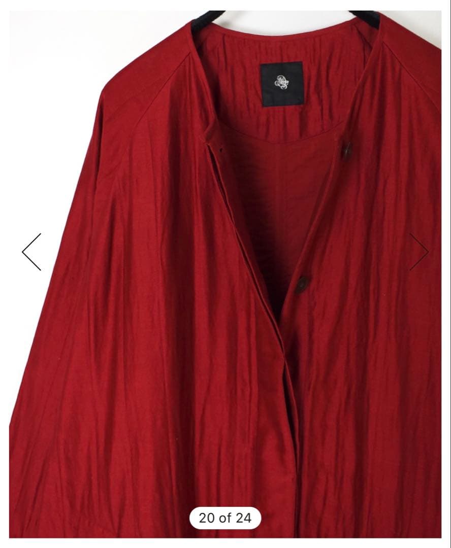 【新品未使用】メゾンドソイル2025A/W コットンシルクラグランコート レッド