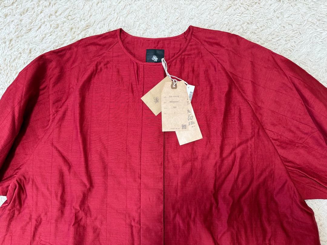 【新品未使用】メゾンドソイル2025A/W コットンシルクラグランコート レッド