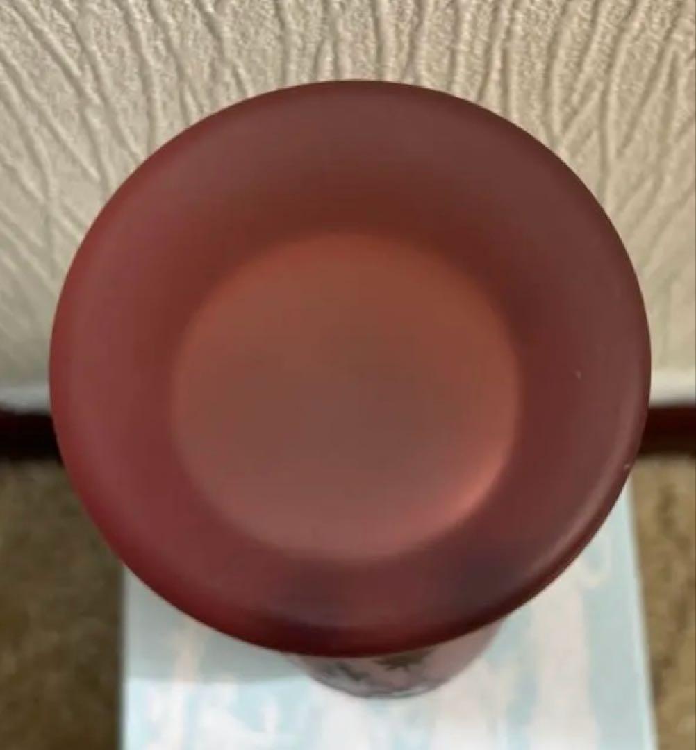 作品)サンドブラストもみじ模様のガラス花瓶 約20cm