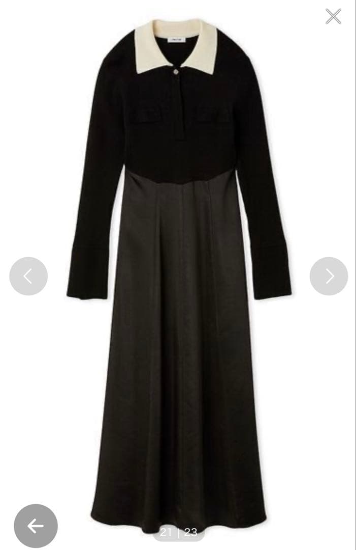 フレイアイディー　オープンポロカラーニットワンピース