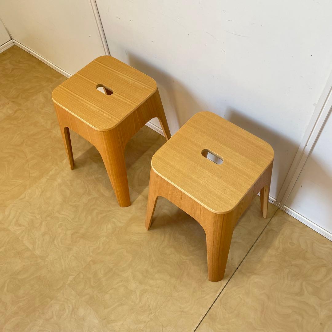 Francfranc スツール2脚 スタッキング椅子 チェア フランフラン 木製