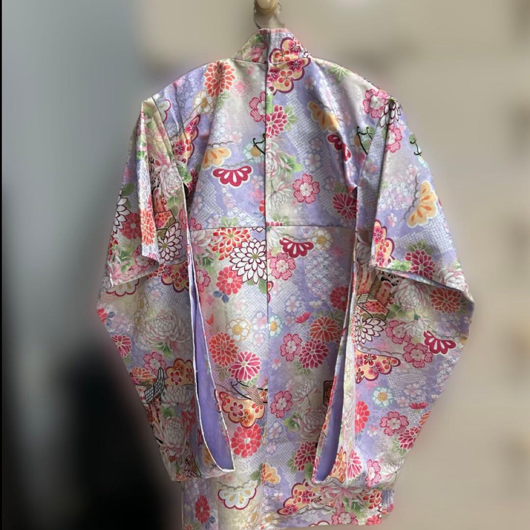 花柄着物ワンピース＆被布セット 100cm