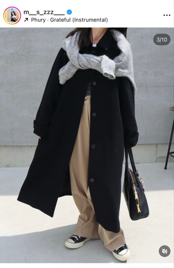 epa エパ dramatic coat 黒 ロングコート