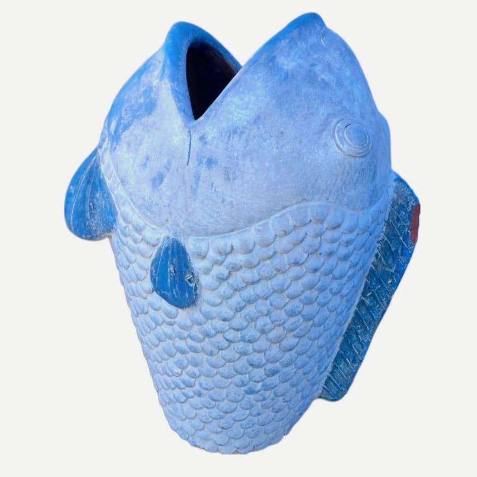 大きな 陶器製 魚 置物 傘立て 花入れ オブジェ インテリア ガーデニング