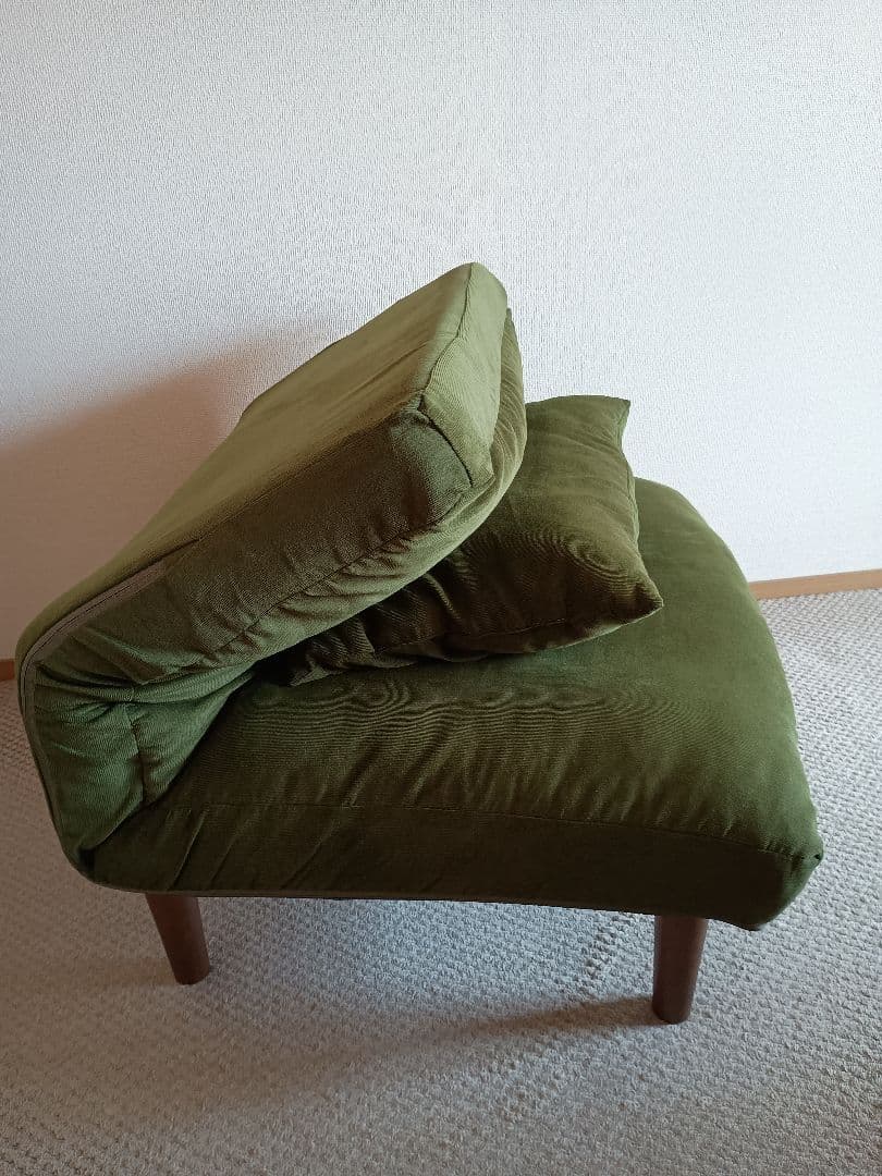 1人掛け ワイド ソファ 7段リクライニング グリーン クッション付き