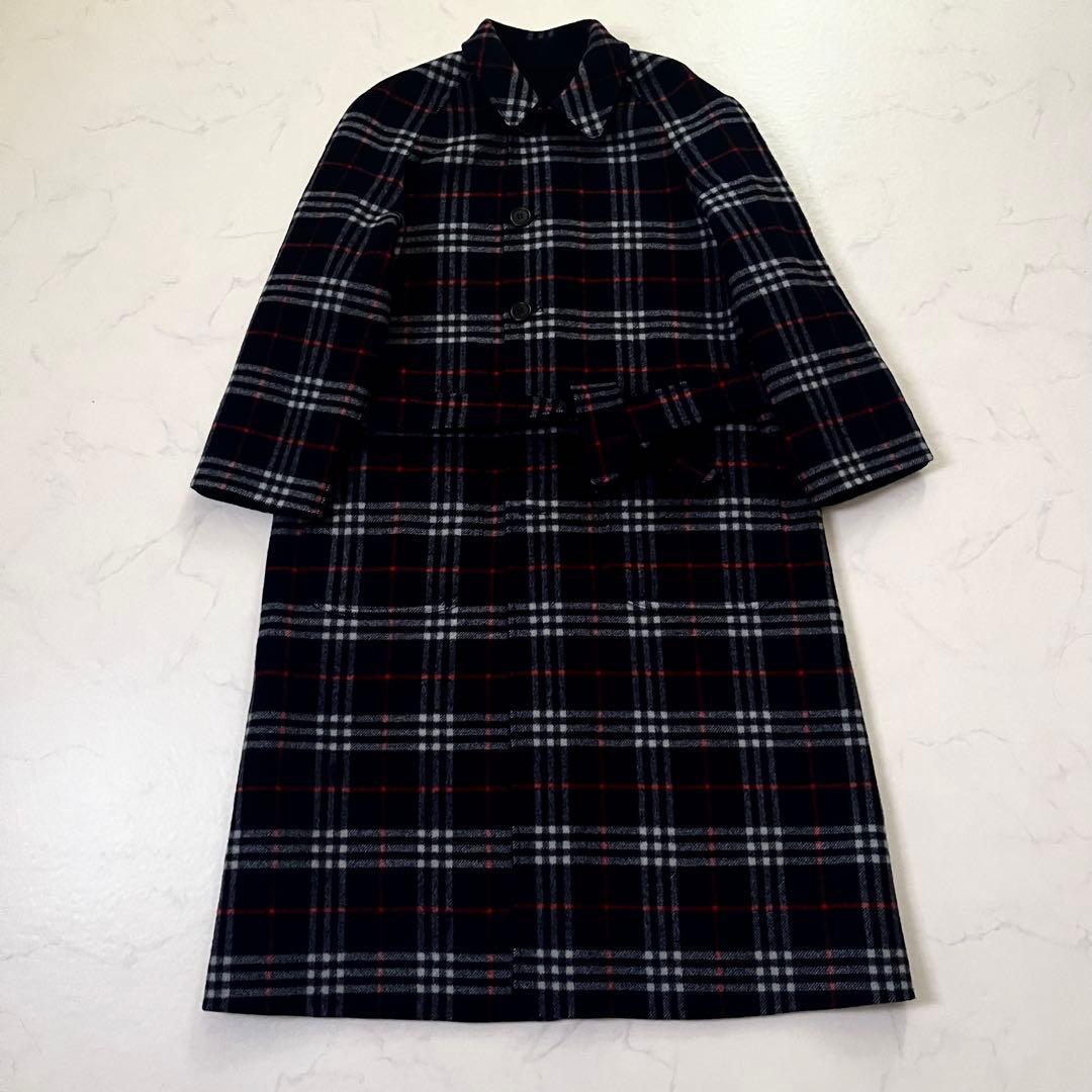 バーバリーズ　リバーシブル　ベルテッドコート　ネイビー　M相当