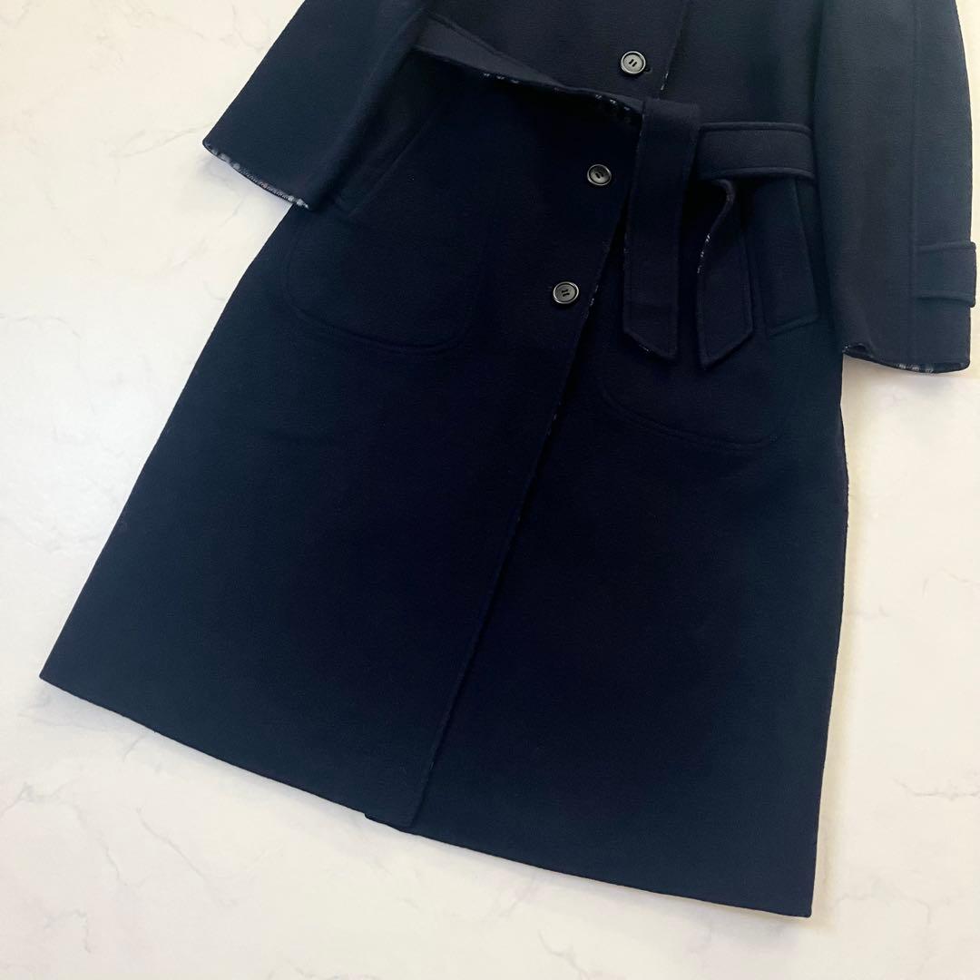 バーバリーズ　リバーシブル　ベルテッドコート　ネイビー　M相当