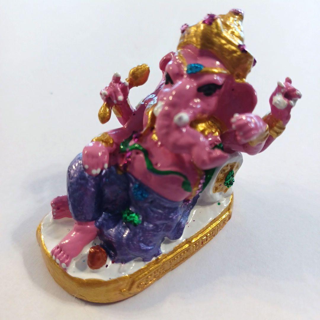 ピンクのガネーシャ像 ミニチュア置物（パープル）
