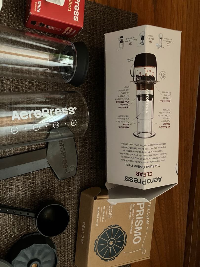 Aeropress clearとfellow prismo ペーパーフィルター付