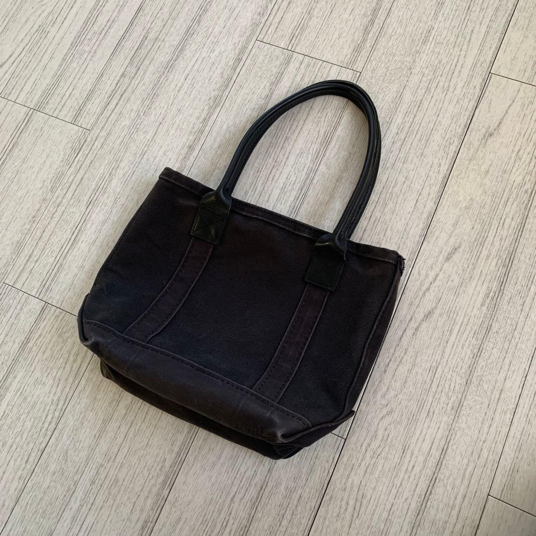 90s エルエルビーン　ボートアンドトート　オールブラック　レザーハンドル