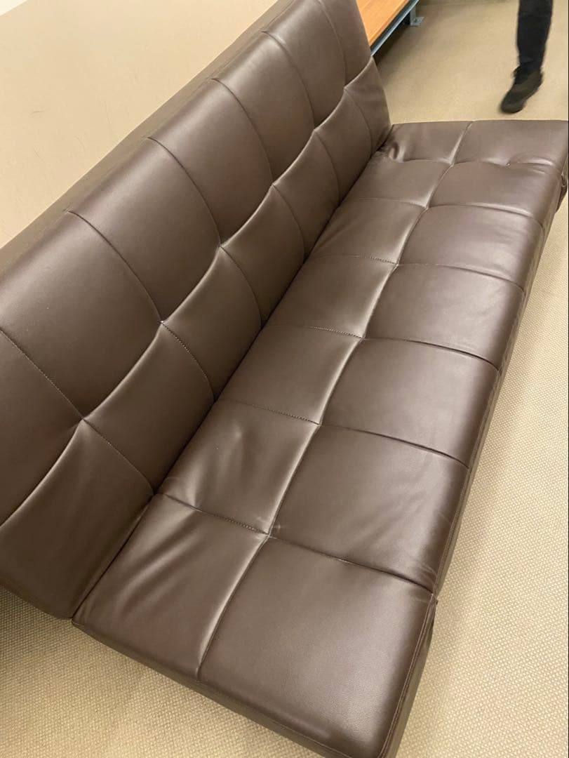 アイリスオーヤマ　合皮ソファベッド　2人がけ　レザーソファ