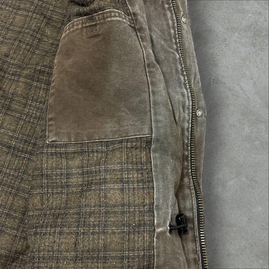 27]メキシコ製カーハート レザーロゴフルジップ ダック地ジャケットブルゾン古着