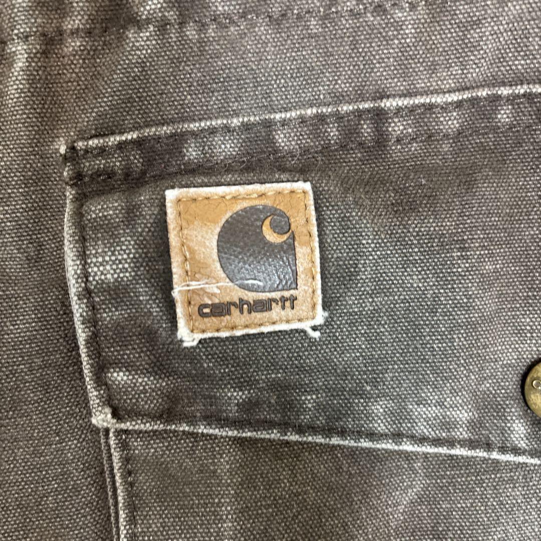 27]メキシコ製カーハート レザーロゴフルジップ ダック地ジャケットブルゾン古着