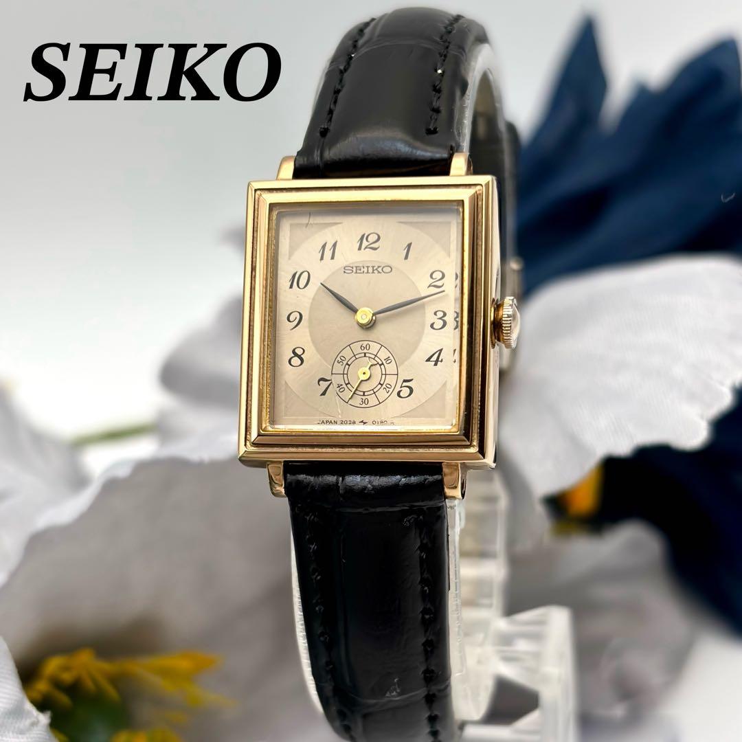 超希少✨SEIKO 腕時計 スクエア スモールセコンド ゴールド ヴィンテージ