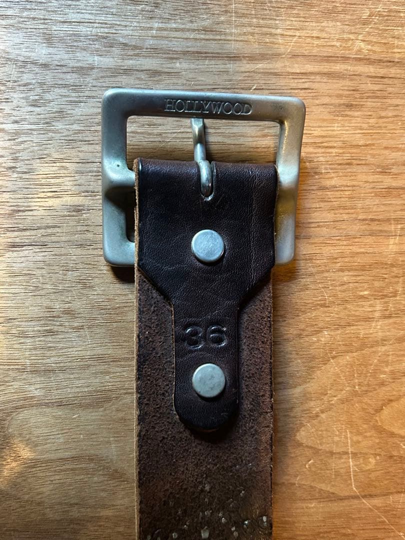 HTC スタッズベルト ブラウンベース 36inch バックル付