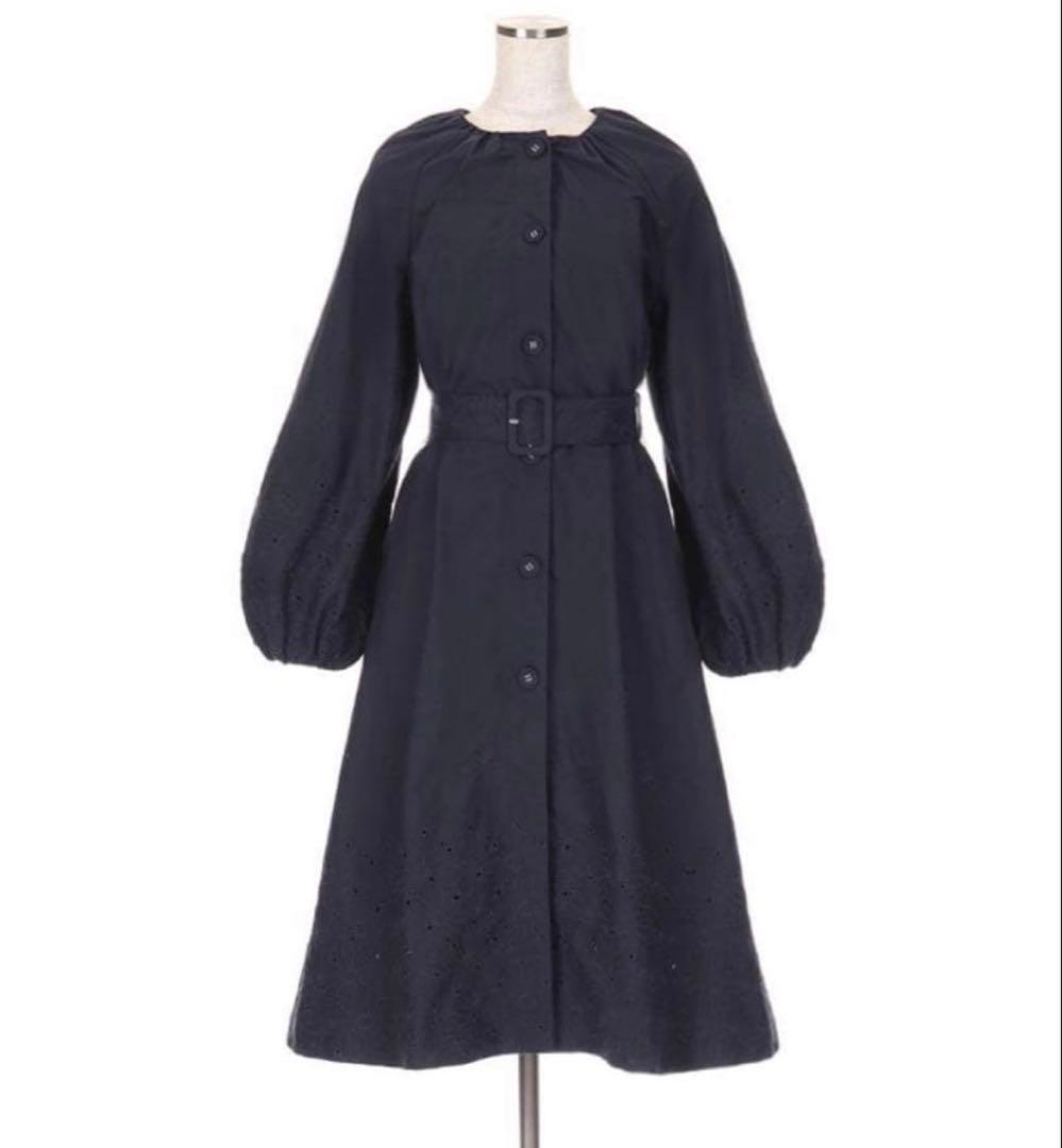 【新品タグ付】chestyビッグカラー刺繍コート ネイビー サイズ1