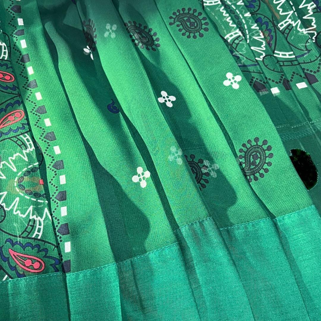 h20 sacai 定11万 アシンメトリープリーツスカート ベロアペイズリー柄