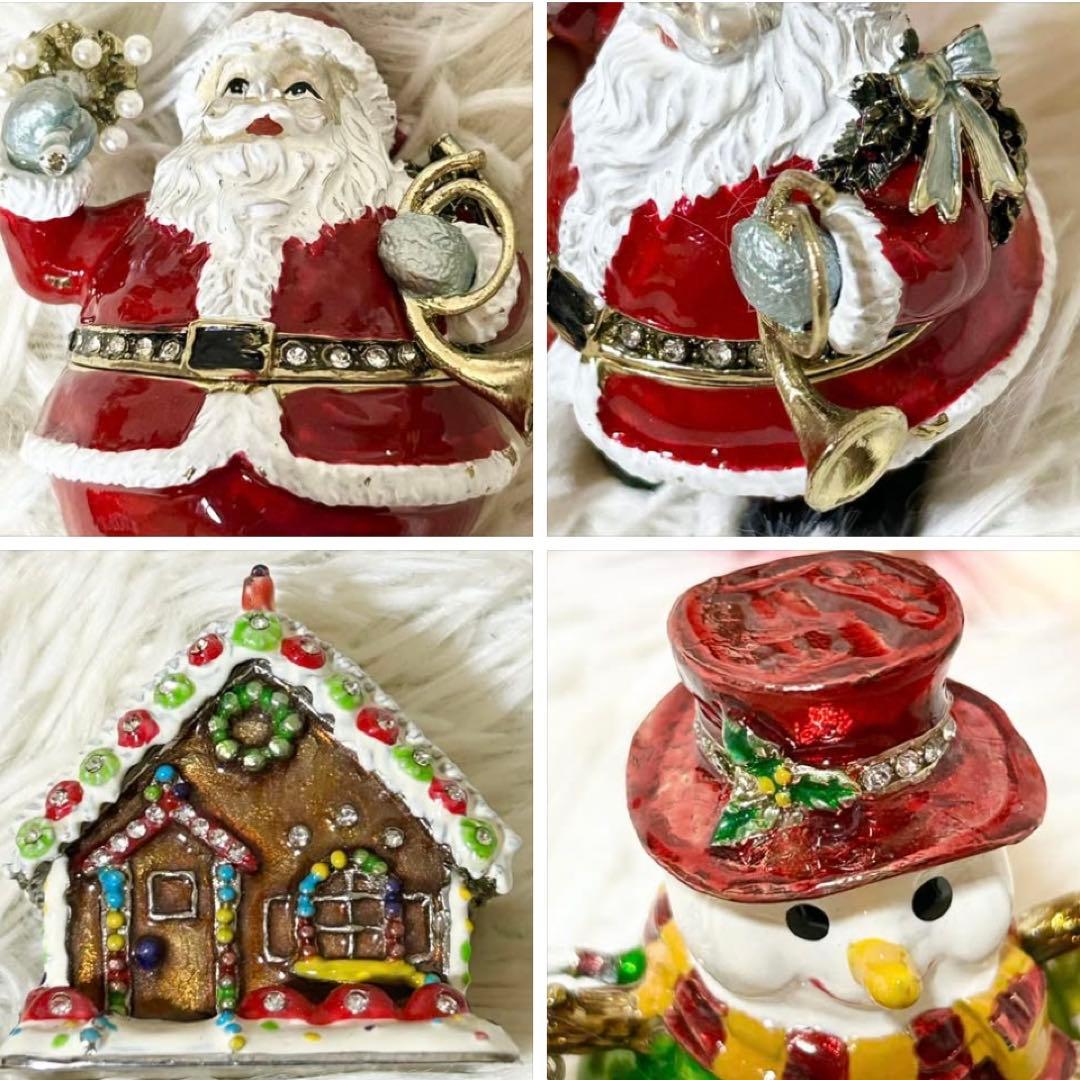 【美品】シリウス ピューター ジュエリーケース 真鍮 サンタ スノーマン お家