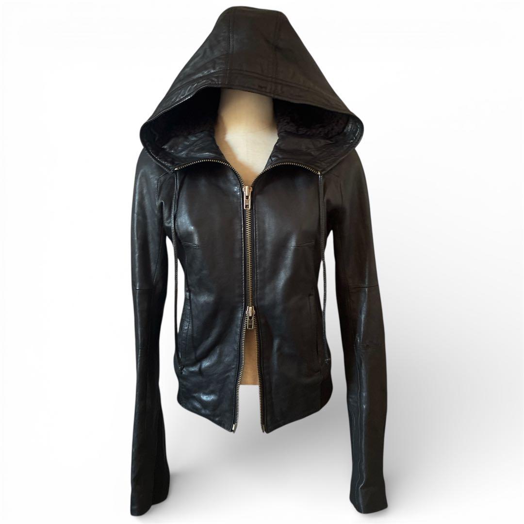 ジャケット・アウター archive leather hoodie y2k 00s ekam lgb