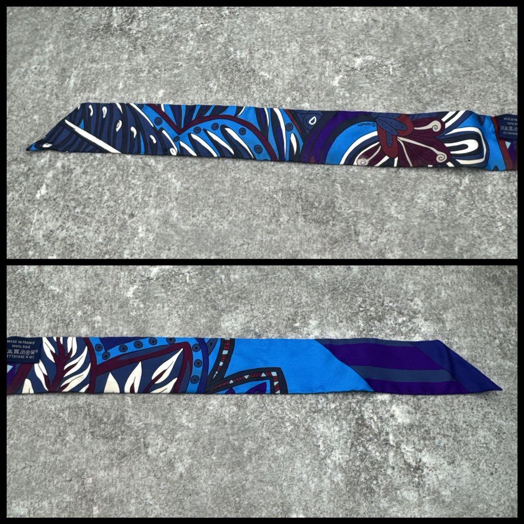 HERMÈS ツイリー　シルクスカーフ マハラニの庭　青紫 箱付き