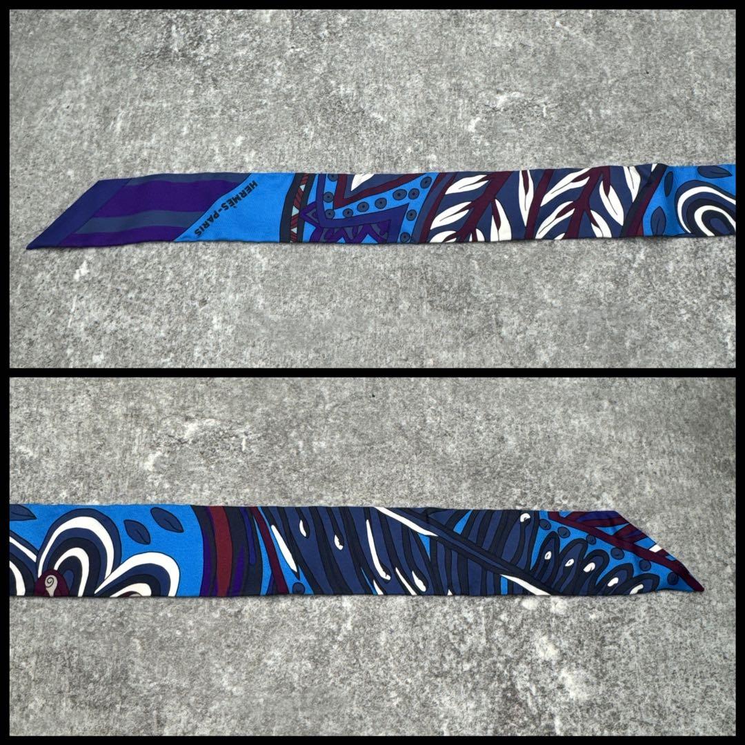 HERMÈS ツイリー　シルクスカーフ マハラニの庭　青紫 箱付き