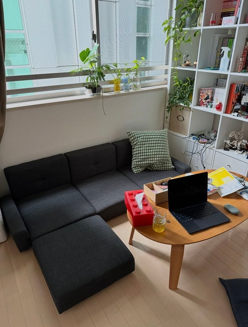 *直接引き取り優先* ダークグレー 3人掛け　フロアソファ