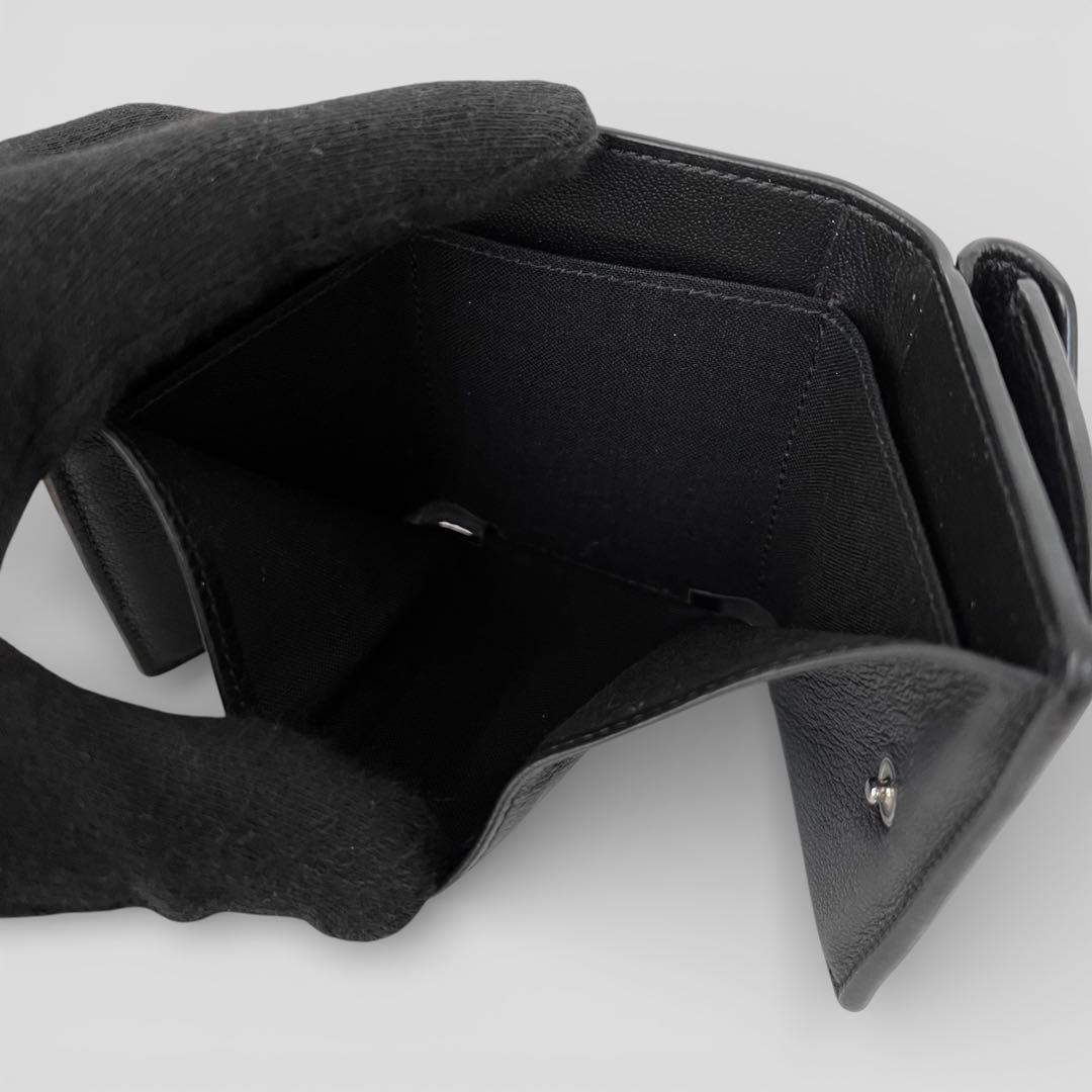 美品 バレンシアガ ペーパー ミニウォレット レザー ブラック 三つ折り財布
