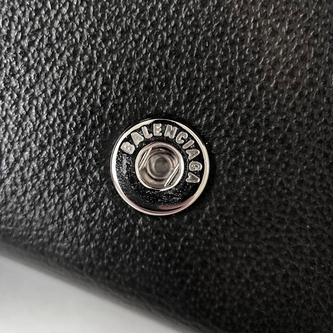 美品 バレンシアガ ペーパー ミニウォレット レザー ブラック 三つ折り財布