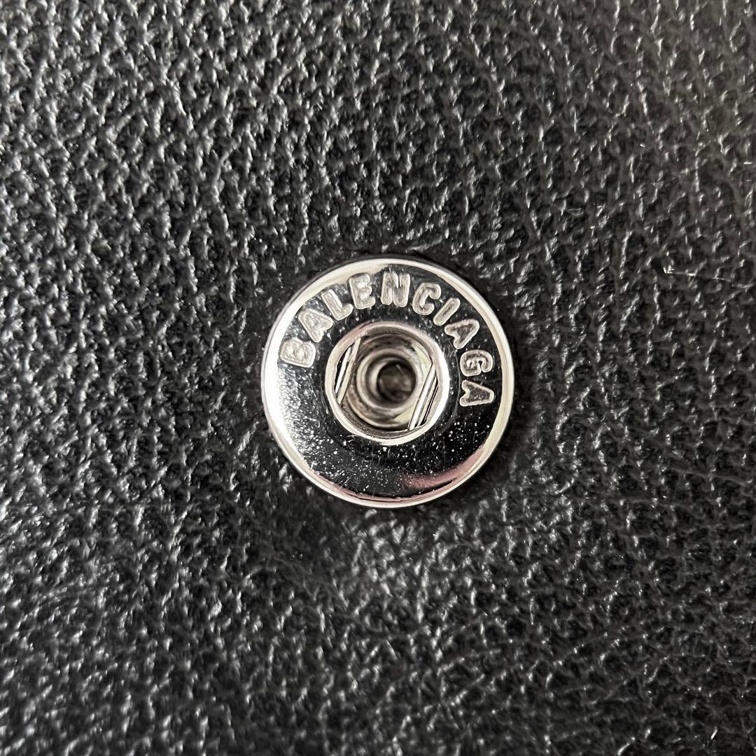 美品 バレンシアガ ペーパー ミニウォレット レザー ブラック 三つ折り財布