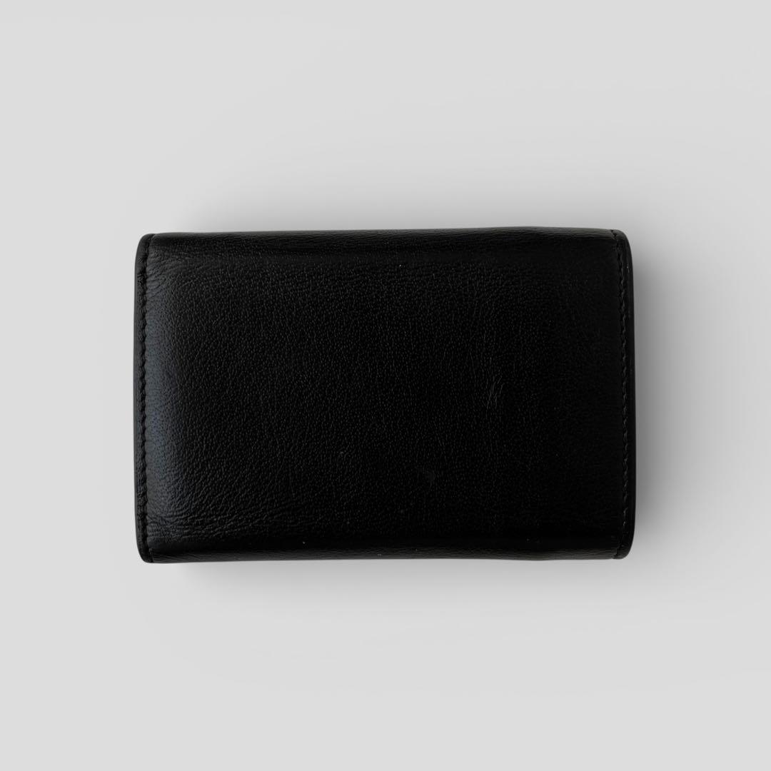 美品 バレンシアガ ペーパー ミニウォレット レザー ブラック 三つ折り財布
