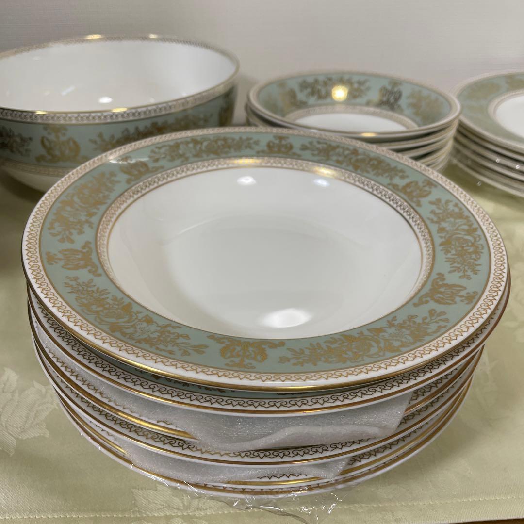 ほぼ未使用　6客さセット　ウェッジウッド　セージグリーンスープ皿20cm