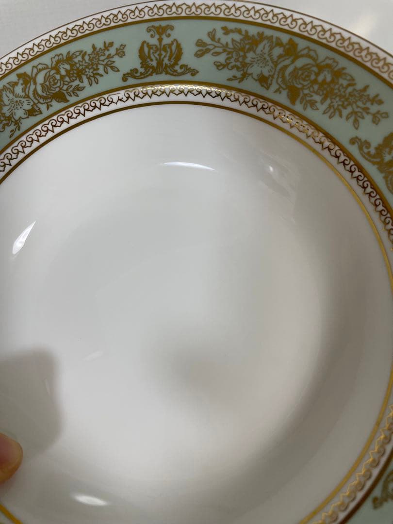 ほぼ未使用　6客さセット　ウェッジウッド　セージグリーンスープ皿20cm